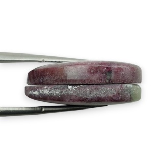 Zoisyt z rubinem para kaboszonów z dziurką 23x17 mm nr R372