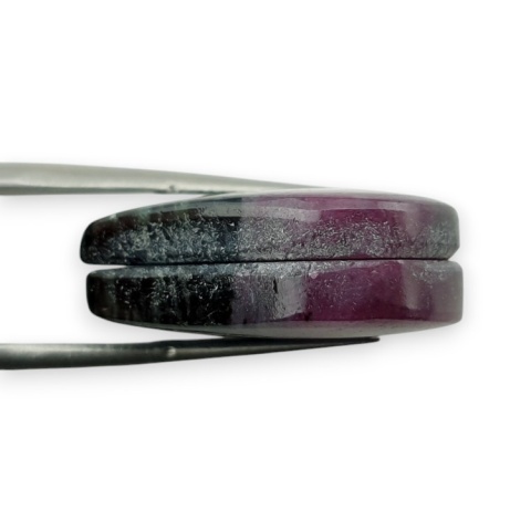 Zoisite with ruby pair of cabochons with hole 23x17 mm no R376