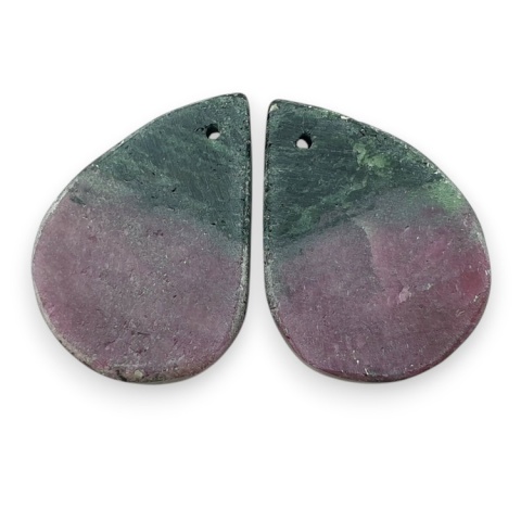 Zoisite with ruby pair of cabochons with hole 23x17 mm no R376