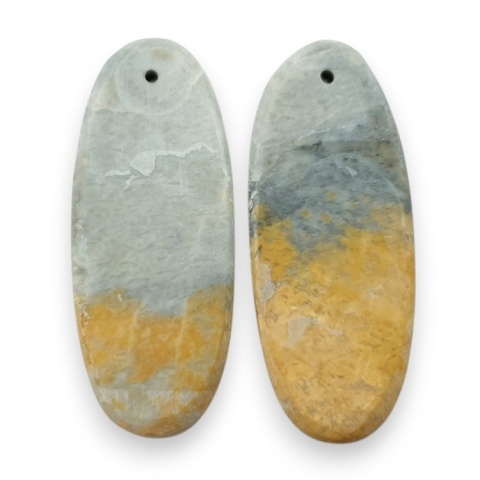 Jaspis maligano para kaboszonów z dziurką 14x13 mm nr R256