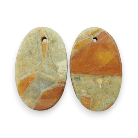 Jaspis maligano para kaboszonów z dziurką 19x12 mm nr R271