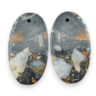 Jaspis maligano para kaboszonów z dziurką 25x14 mm nr R273