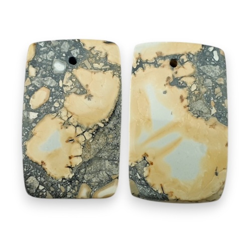 Maligano jasper pair of cabochons with hole 25x16 mm no R252