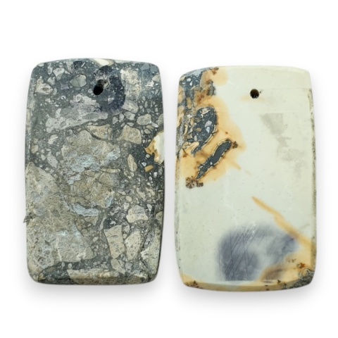 Maligano jasper pair of cabochons with hole 25x16 mm no R252
