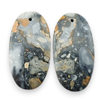 Jaspis maligano para kaboszonów z dziurką 28x15 mm nr R258