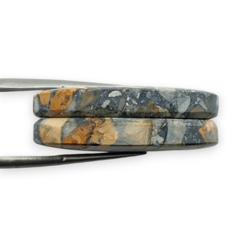 Maligano jasper pair of cabochons with hole 28x15 mm no R258