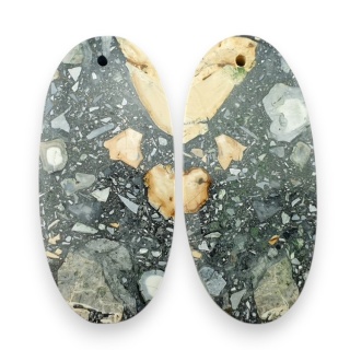 Jaspis maligano para kaboszonów z dziurką 32x15 mm nr R269