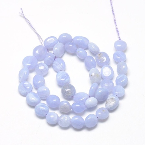 Agate blue lace nugget smooth 7-14 mm strand