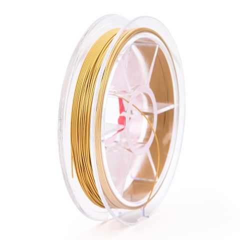 Japanese jewelry wire, steel coated, SakuLux, 0.4 mm, 10 m spool, gold