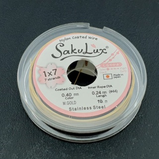 Japońska linka jubilerska stalowa powlekana SakuLux 0,4 mm szpula 10 m złota