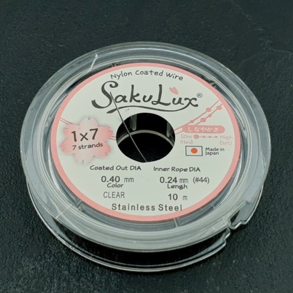 Japońska linka jubilerska stalowa powlekana SakuLux 0,4 mm szpula 10 m clear