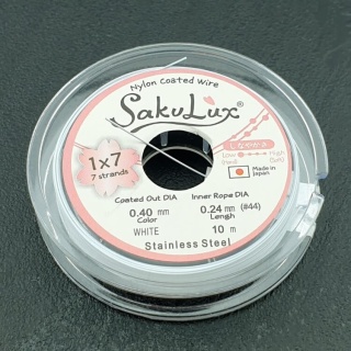 Japońska linka jubilerska stalowa powlekana SakuLux 0,4 mm szpula 10 m white