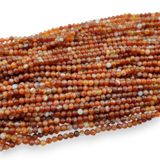 Karneol kula fasetowana 4 mm sznur