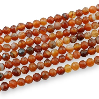 Karneol kula fasetowana 4 mm sznur