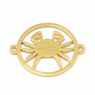 Cancer connector, stainless steel, 22x18 mm, gold color