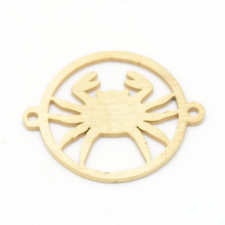 Cancer connector, stainless steel, 22x18 mm, gold color