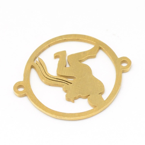 Aquarius connector, stainless steel, 22x18 mm, gold color