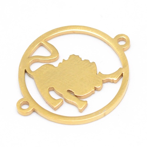 Leo connector, stainless steel, 22x18 mm, gold color