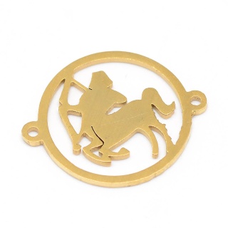 Sagittarius connector, stainless steel, 22x18 mm, gold color