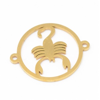 Scorpio connector, stainless steel, 22x18 mm, gold color