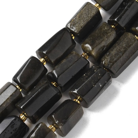Irregular golden obsidian cylinder 10-16 mm 2 pcs