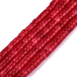 Jadeit czerwony koralik heishi 4x2 mm sznur