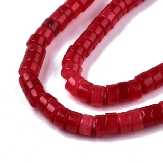 Jadeit czerwony koralik heishi 4x2 mm sznur
