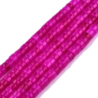 Jadeit fuksja koralik heishi 4x2 mm sznur