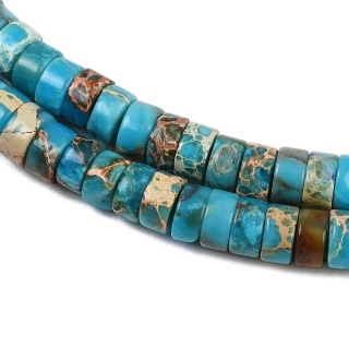 Jaspis cesarski niebieski koralik heishi 4x2 mm sznur