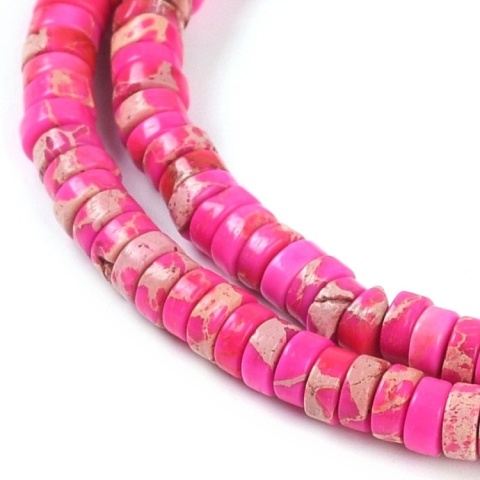 Jaspis cesarski różowy koralik heishi 4x2 mm sznur