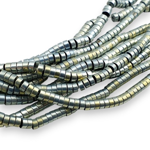 Hematite silver-gold heishi bead 4x2 mm strand