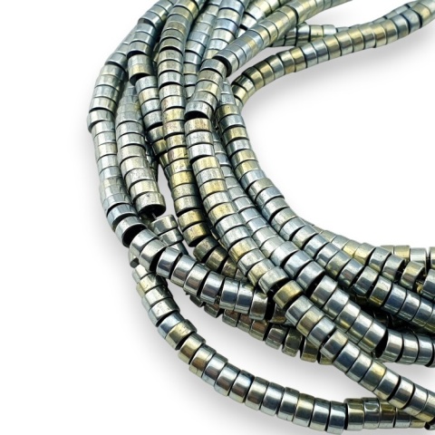 Hematite silver-gold heishi bead 4x2 mm strand