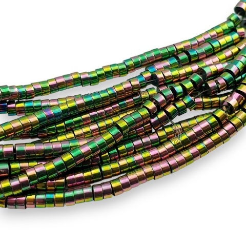 Hematyt różowo-zielony koralik heishi 4x2 mm sznur