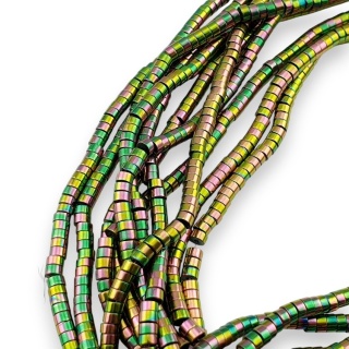 Hematyt różowo-zielony koralik heishi 4x2 mm sznur
