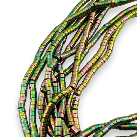 Hematyt różowo-zielony koralik heishi 4x2 mm sznur