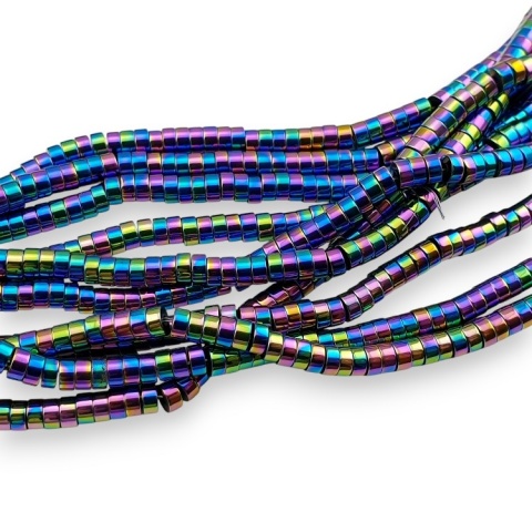 Hematyt wielobarwny koralik heishi 4x2 mm sznur