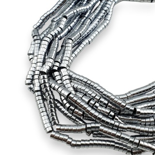 Hematyt srebrny koralik heishi 4x2 mm sznur