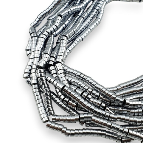 Hematite silver heishi bead 4x2 mm strand