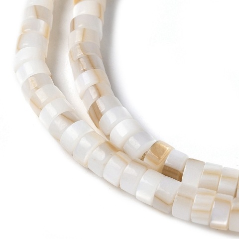 Muszla słodkowodna beżowa koralik heishi 4x2 mm sznur