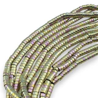 Hematyt różowo-złoty koralik heishi 4x2 mm sznur