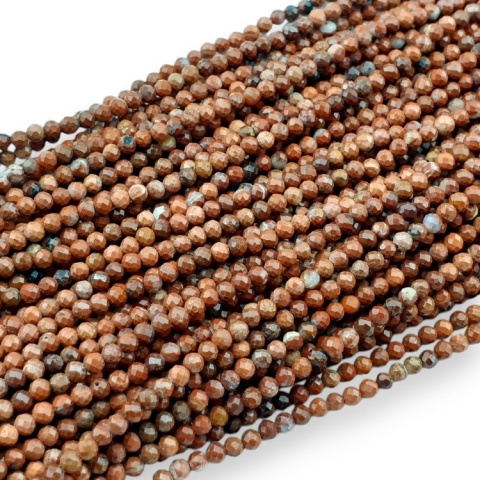 Jaspis czerwony kula fasetowana 2 mm sznur