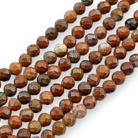 Jaspis czerwony kula fasetowana 2 mm sznur