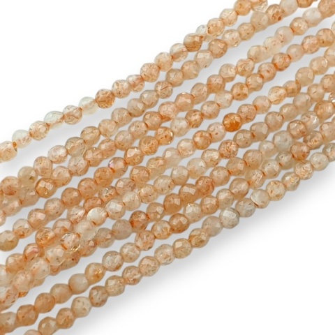 Sunstone faceted ball 2 mm strand
