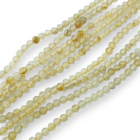 Kwarc z rutylem kula fasetowana 2 mm sznur