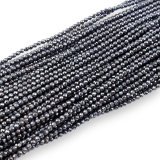 Naturalny black stone kula fasetowana 2 mm sznur