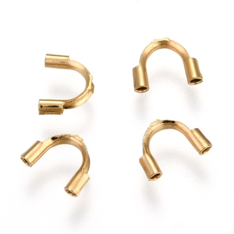 Horseshoe cable cover, surgical steel 316L, 6.5x4 mm, 10 pcs, gold-plated IP coating
