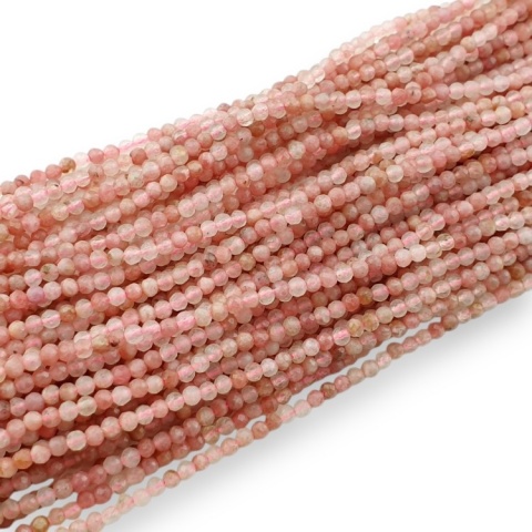 Rodonit różowy kula fasetowana 2 mm sznur
