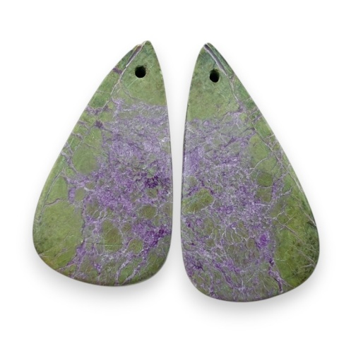 Stichtite pair of cabohones with holes 33x17 mm no R857