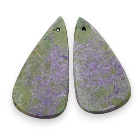 Stichtite pair of cabohones with holes 33x17 mm no R857