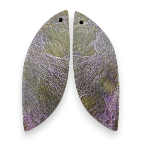 Stichtite pair of cabohones with holes 41x15 mm no R913